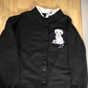 Vintage Whim Z Puppy Graphic Double Collar Cardigan Sweater